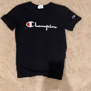 Black Embroidered Champion Tee
